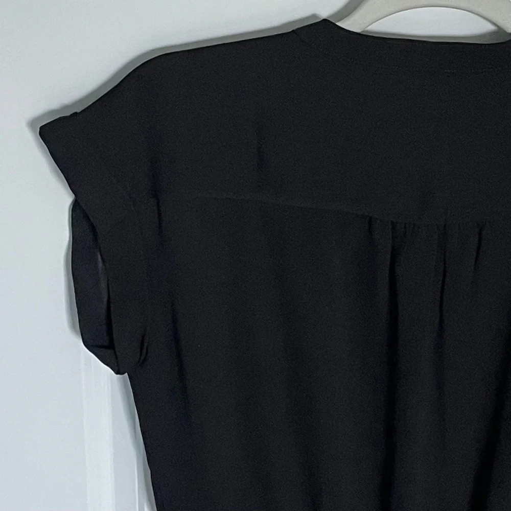 J. Crew Black V-neck Cuffed Short Sleeve Camp-Shirt Jumpsuit - 47207